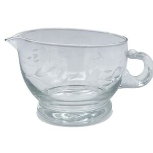 Princess House Heritage Sauce Gravy Boat Etched Crystal‎ Glass 3 3/8" Vintage